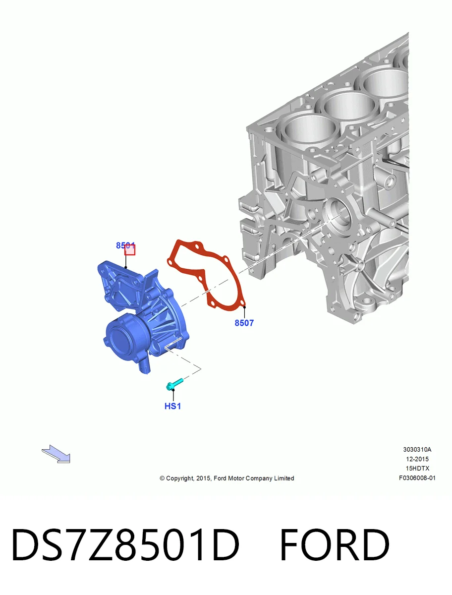 DS7Z8501D Ford Bomba refrigerante coche