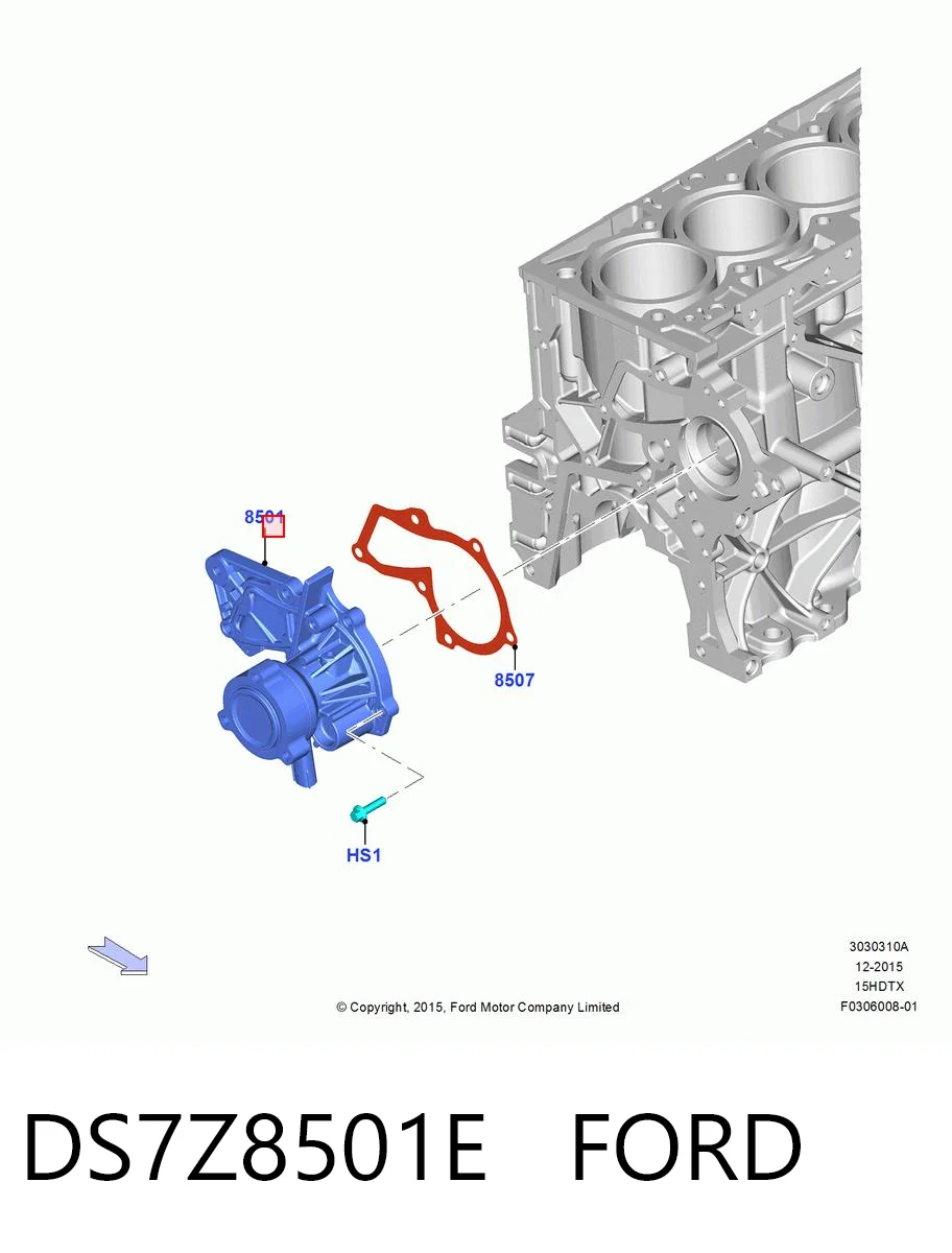 DS7Z8501E Ford Bomba refrigerante coche