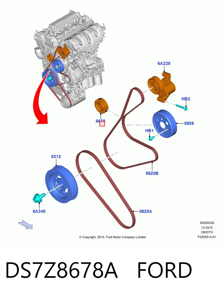  Polea correa distribución Ford Mustang 6