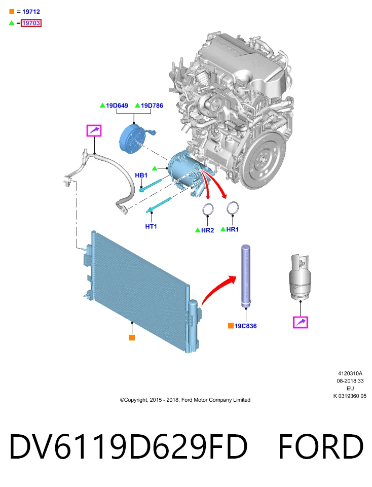 DV6119D629FD Ford Compresor climatizador