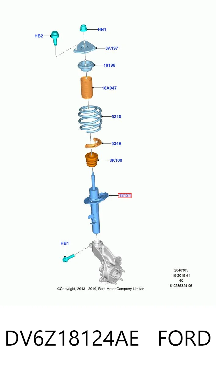 DV6Z18124AE Ford Amortiguador frontal izquierdo