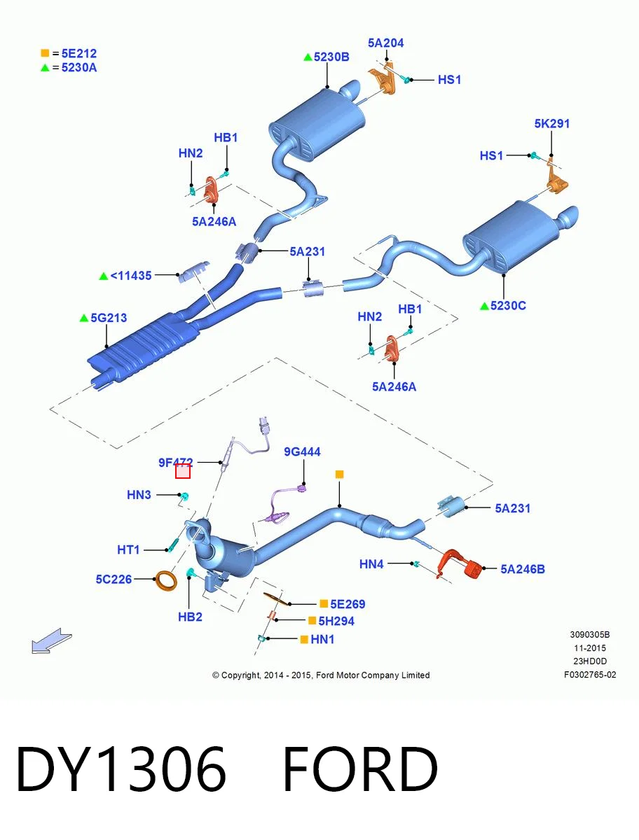 DY1306 Ford Sensor de oxígeno previo al catalizador