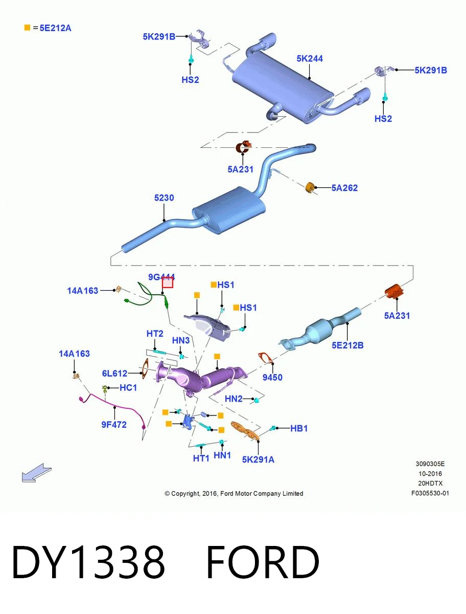 DY1338 Ford Sonda lambda de oxígeno posterior al catalizador