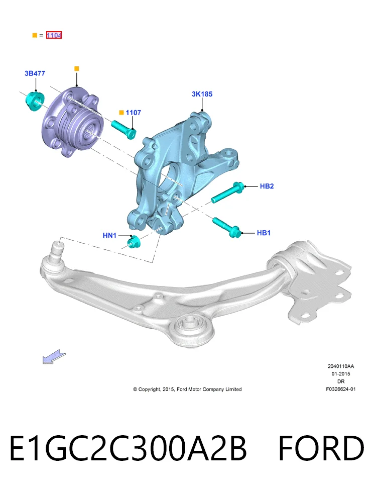 E1GC2C300A2B Ford Cubo delantero