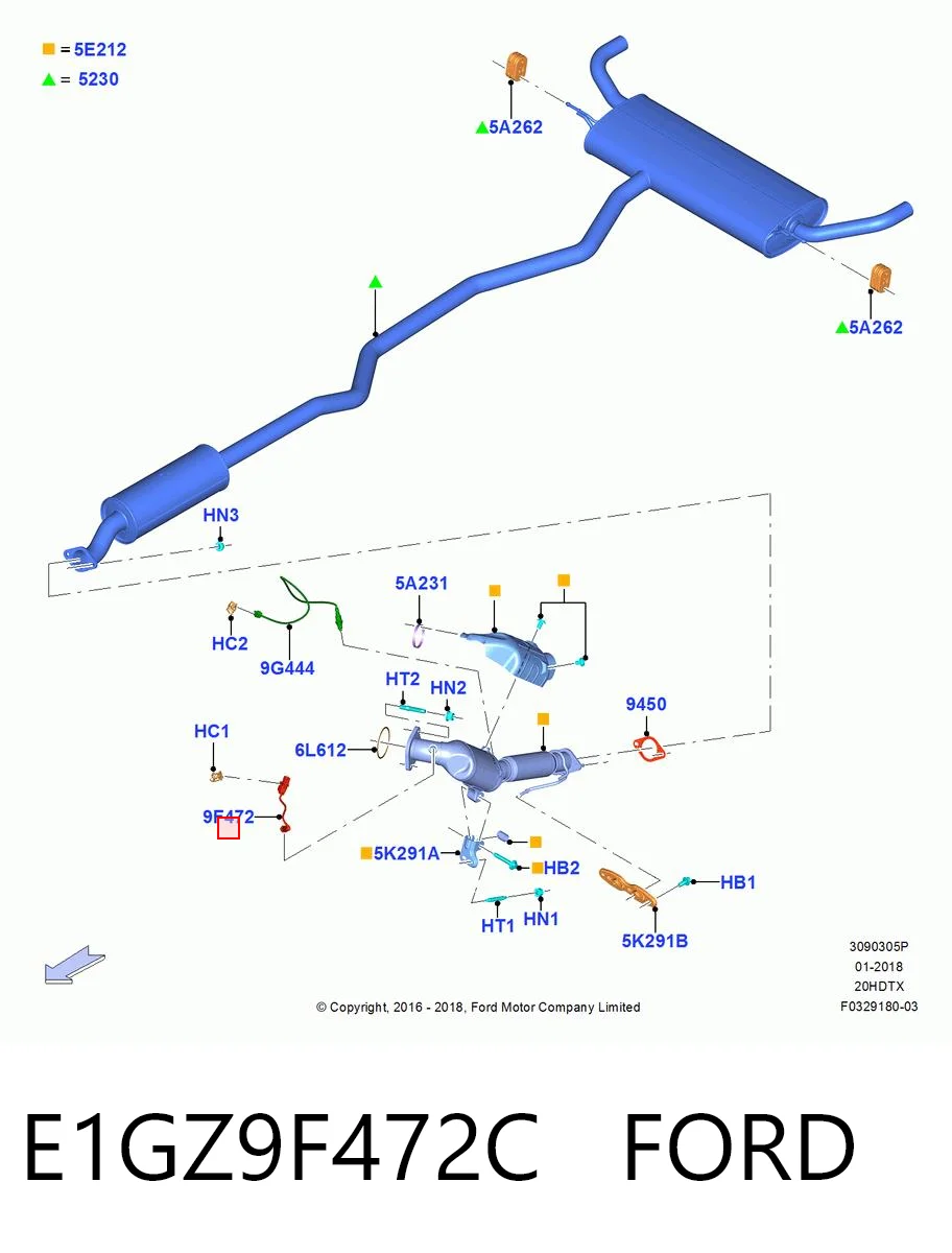 E1GZ9F472C Ford Sensor de oxígeno previo al catalizador