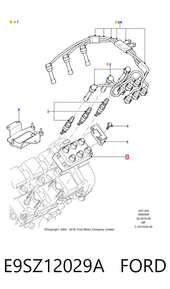 E9SZ12029A Ford Bobina de ignición