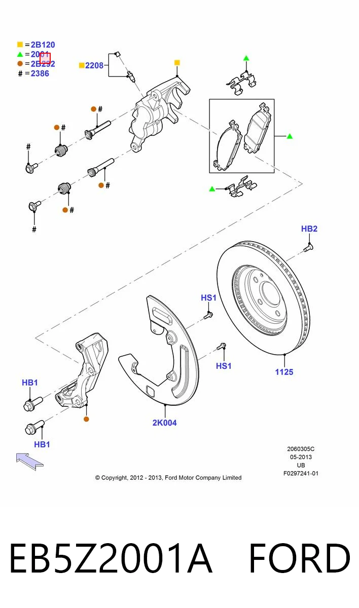 EB5Z2001A Ford Pastillas delanteras