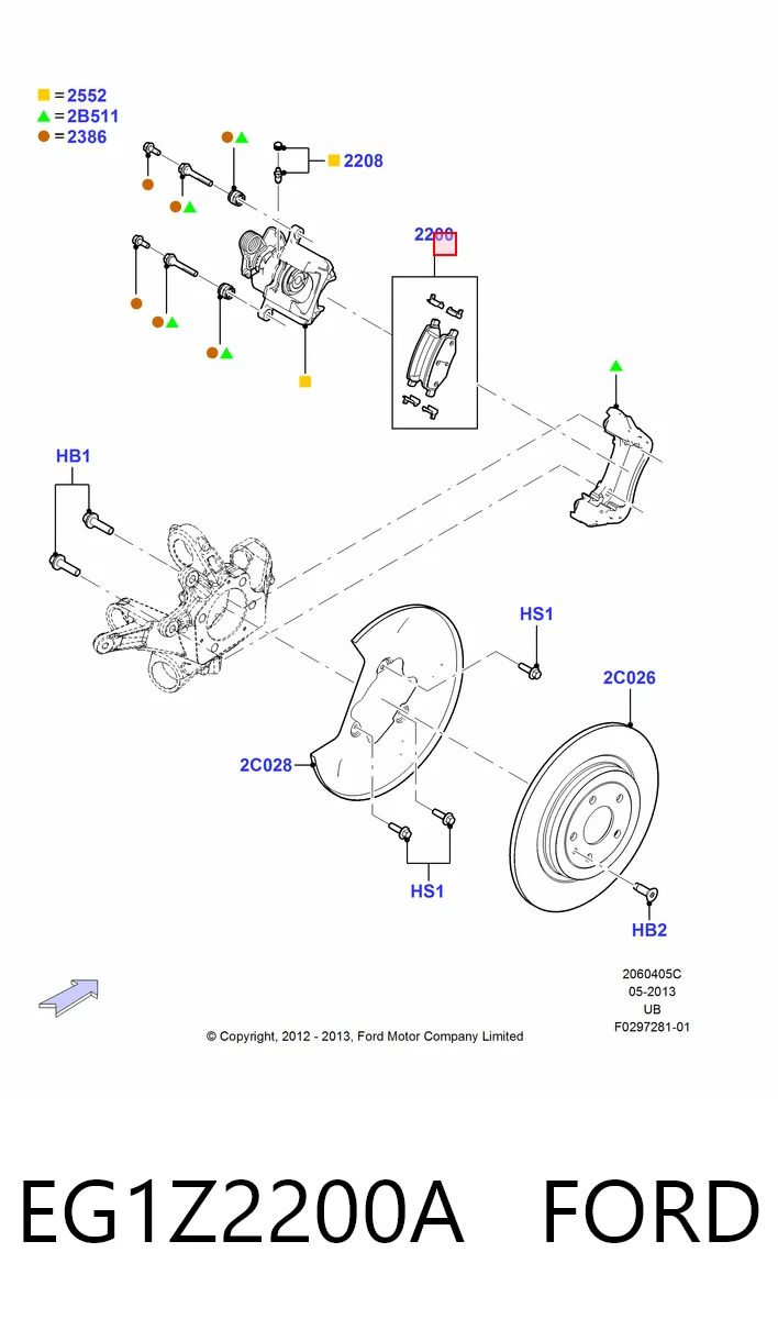 EG1Z2200A Ford Pastillas freno traseras