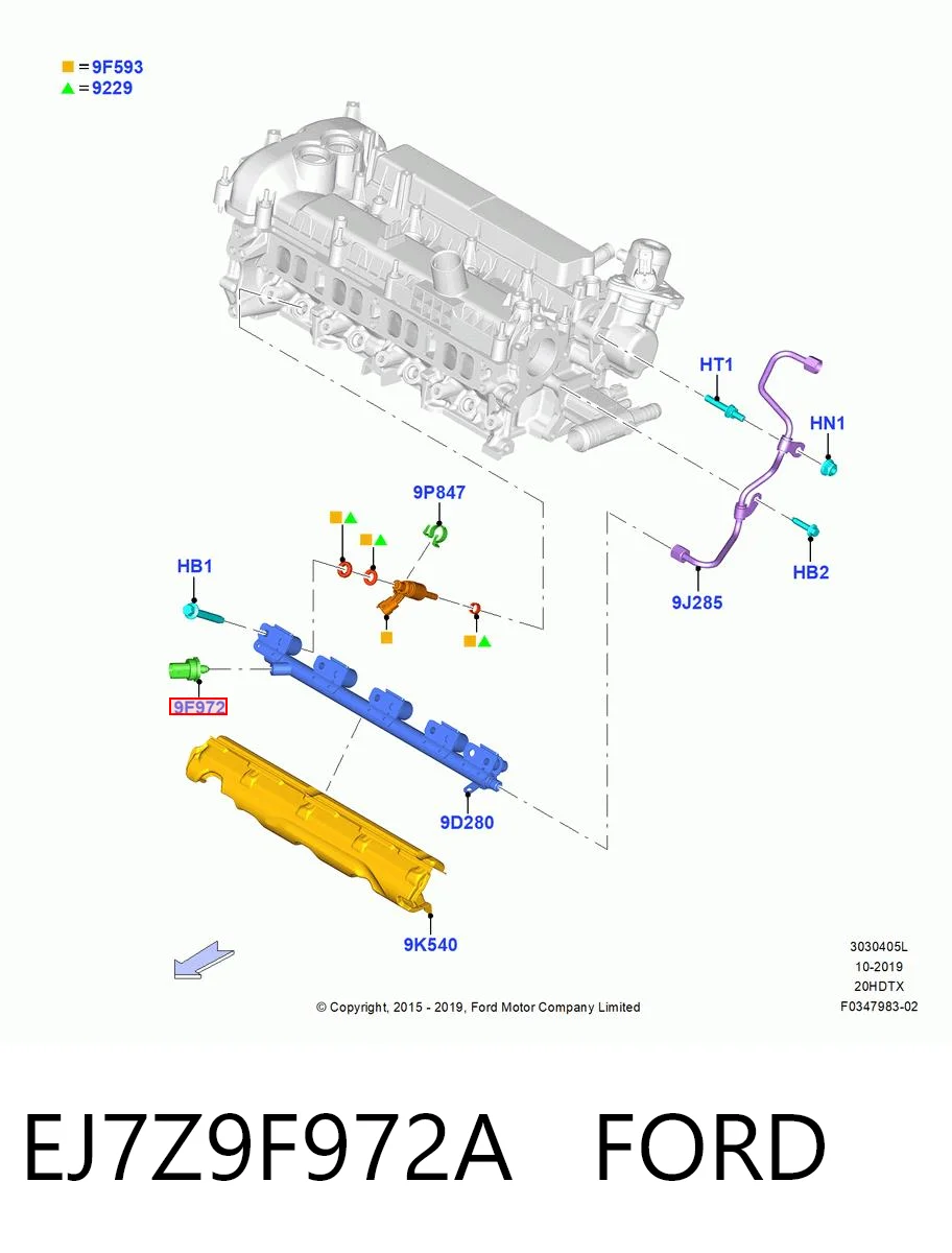 EJ7Z9F972A Ford Sensor de presión de combustible