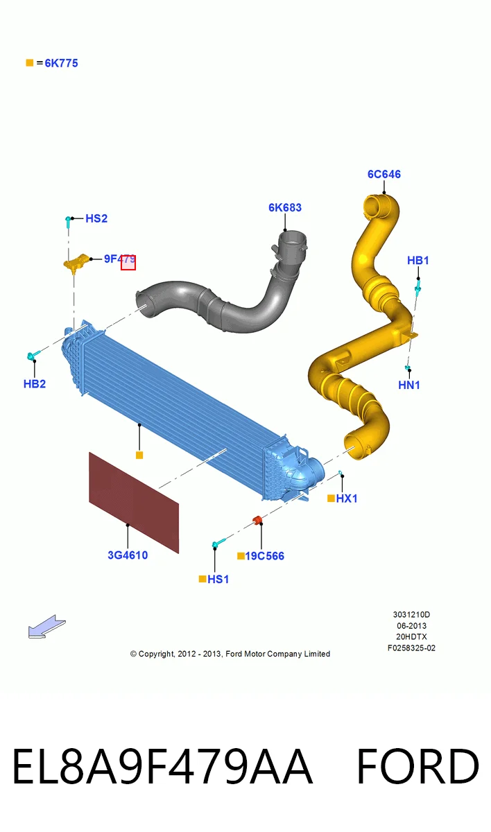 EL8A9F479AA Ford Sensor, presión colector de admisión 