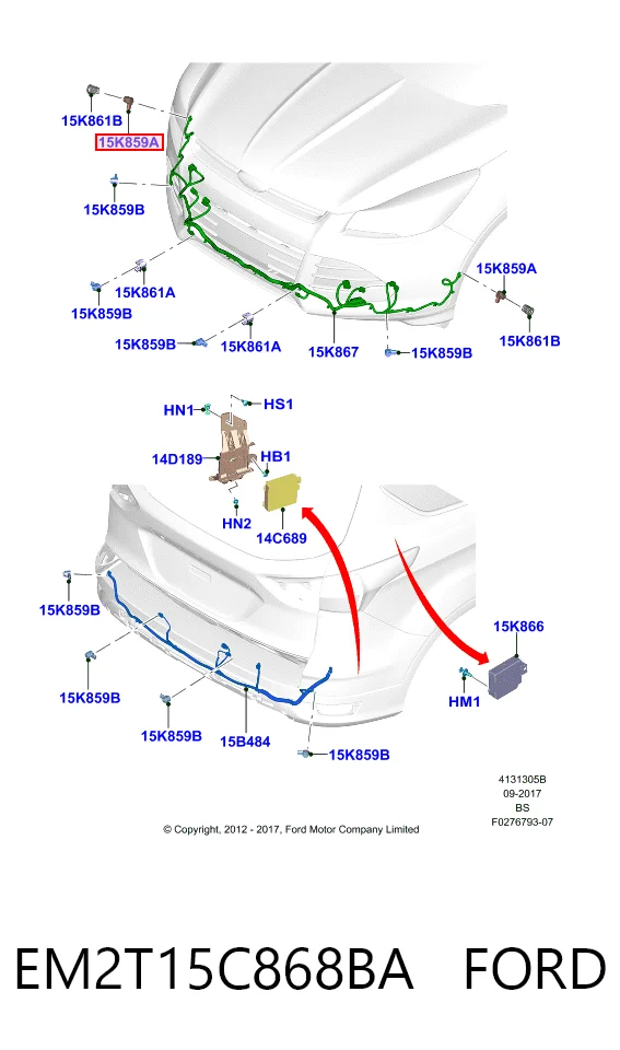 EM2T15C868BA Ford Packtronic Frontal Lateral