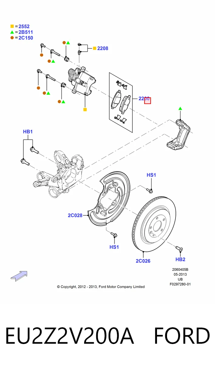 EU2Z2V200A Ford Pastillas freno traseras