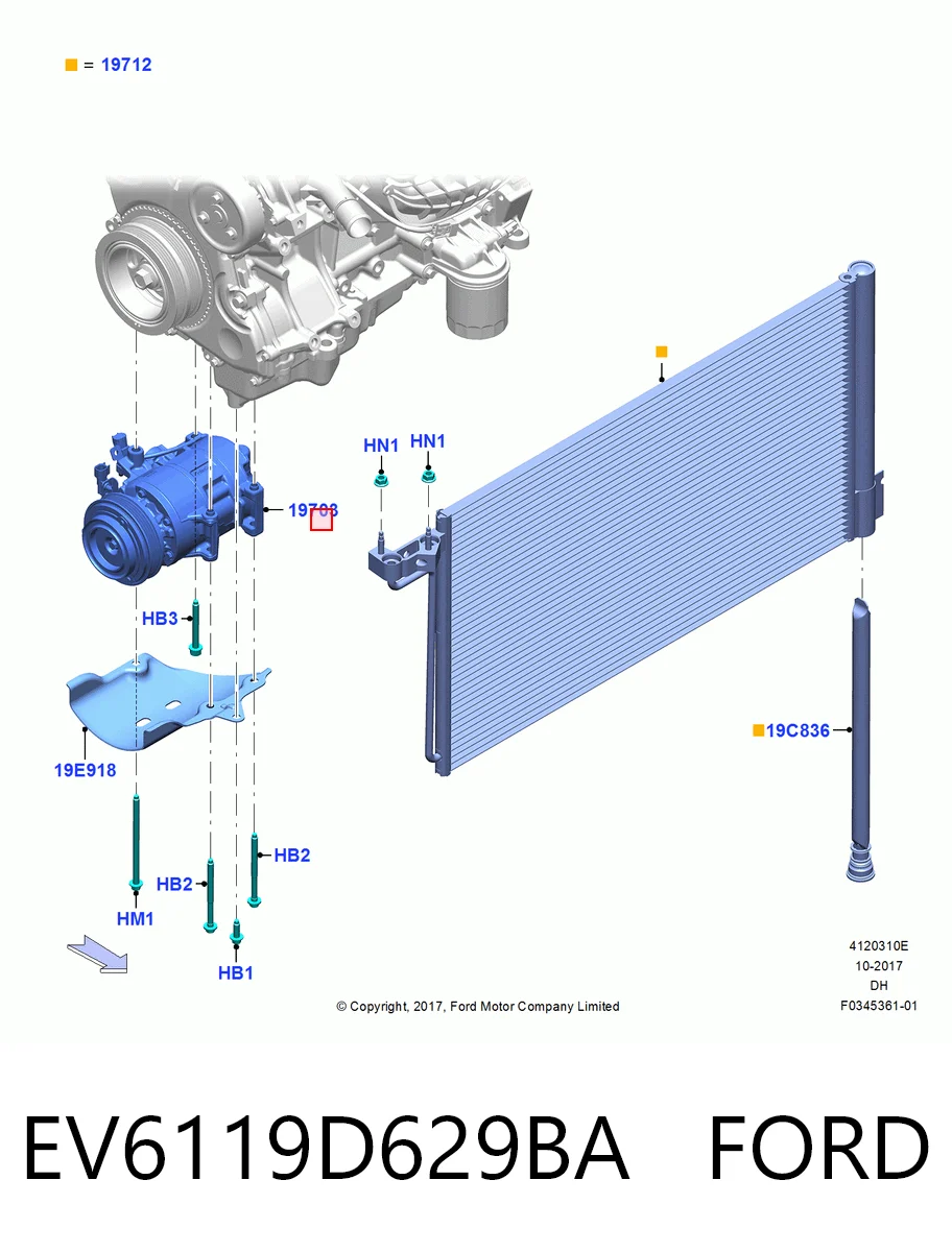 EV6119D629BA Ford Compresor climatizador