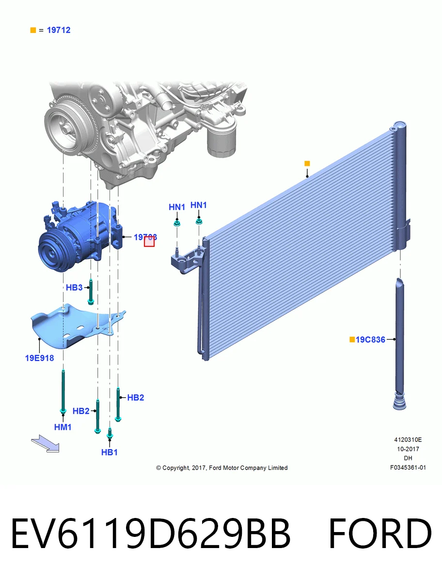 EV6119D629BB Ford Compresor climatizador