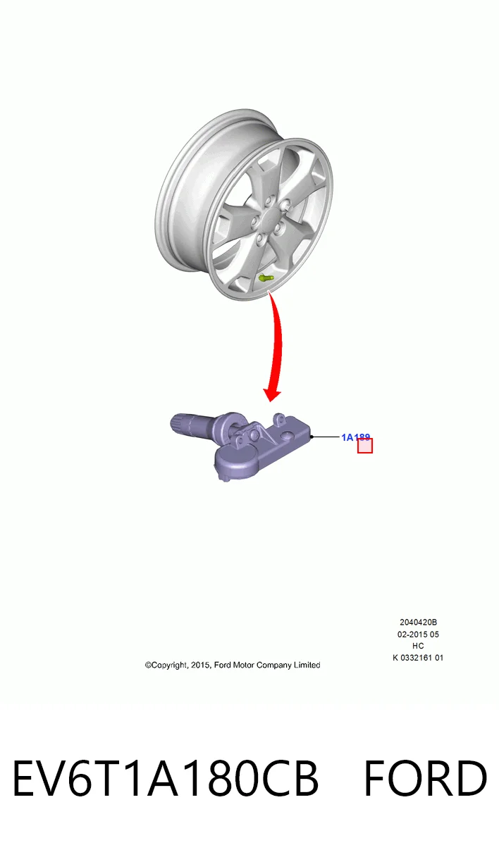 EV6T1A180CB Ford Sensor de presión de neumáticos (TPMS)