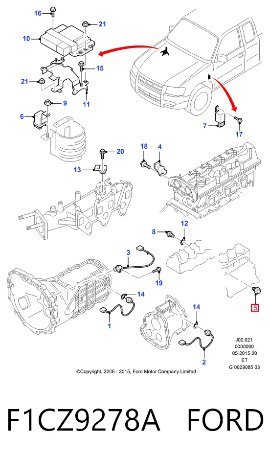 Sensor de presión de aceite F1CZ9278A FORD