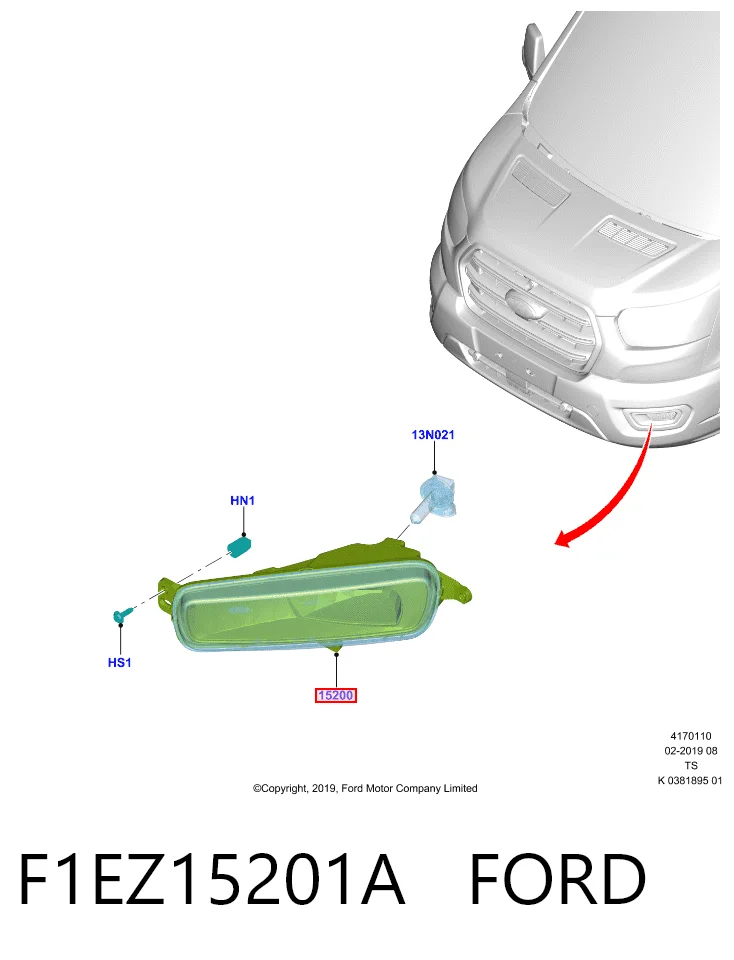 F1EZ15201A Ford Luces antiniebla  izquierdo