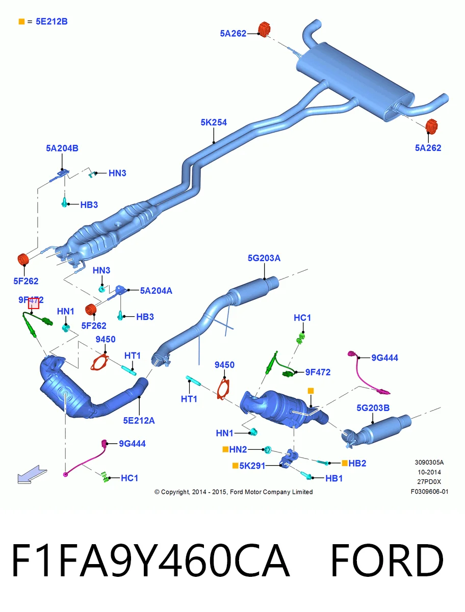 F1FA9Y460CA Ford Sensor de oxígeno previo al catalizador