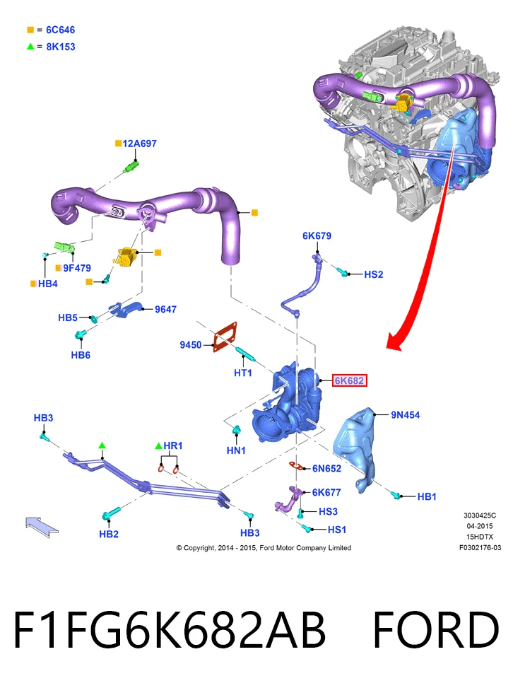 F1FG6K682AB Ford Turbo para motor
