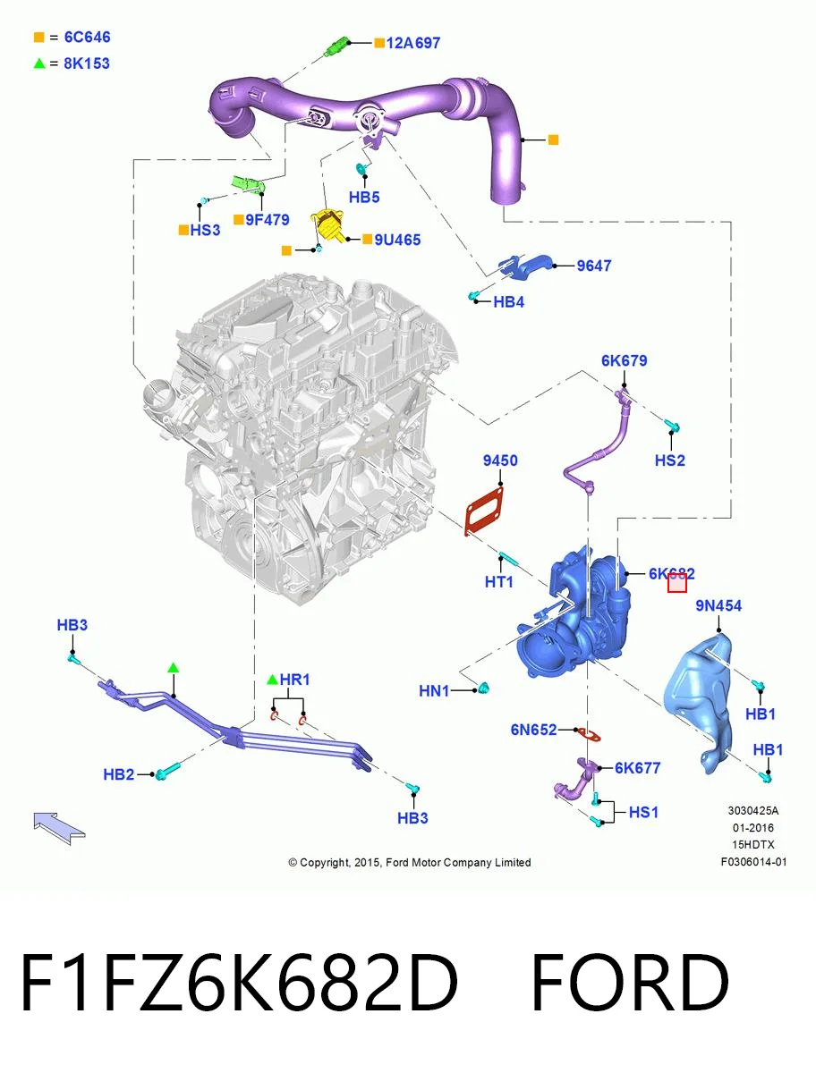 F1FZ6K682D Ford Turbo para motor