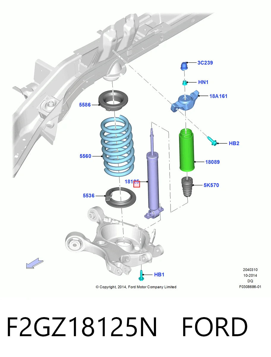 F2GZ18125N Ford Amortiguadores posteriores