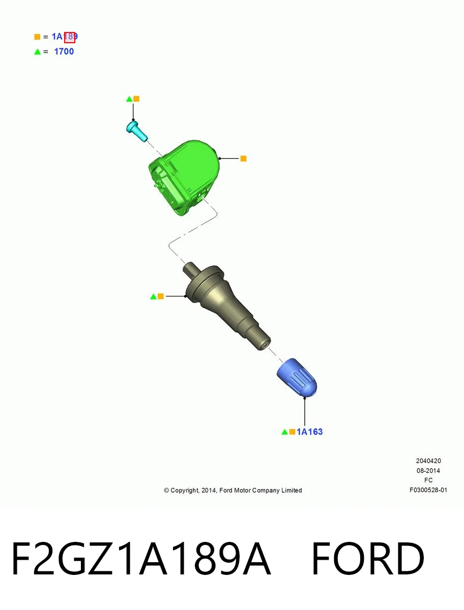 F2GZ1A189A Ford Sensor de presión de neumáticos (TPMS)