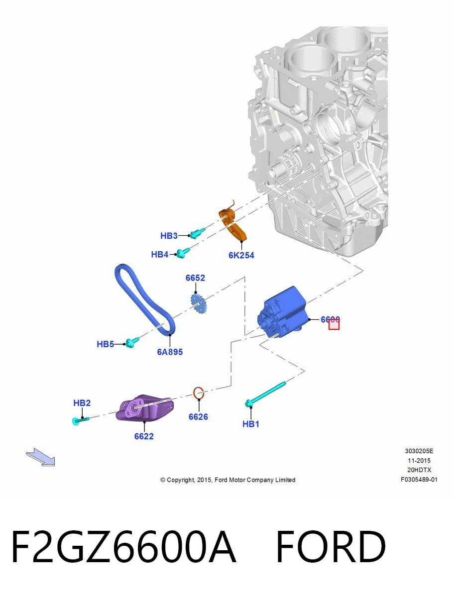 F2GZ6600A Ford Bomba de aceite