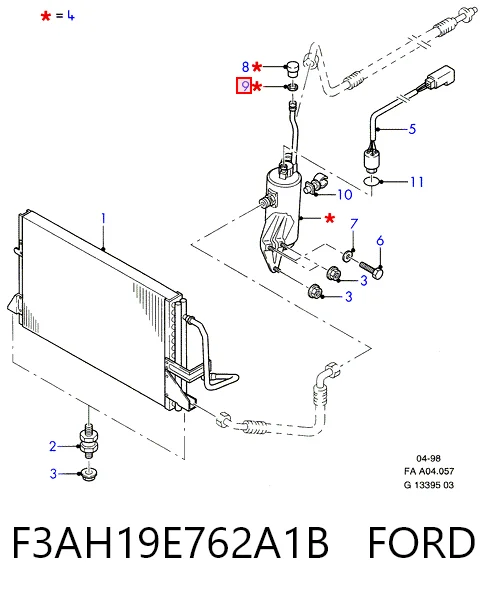Válvula TRV del aire acondicionado F3AH19E762A1B FORD