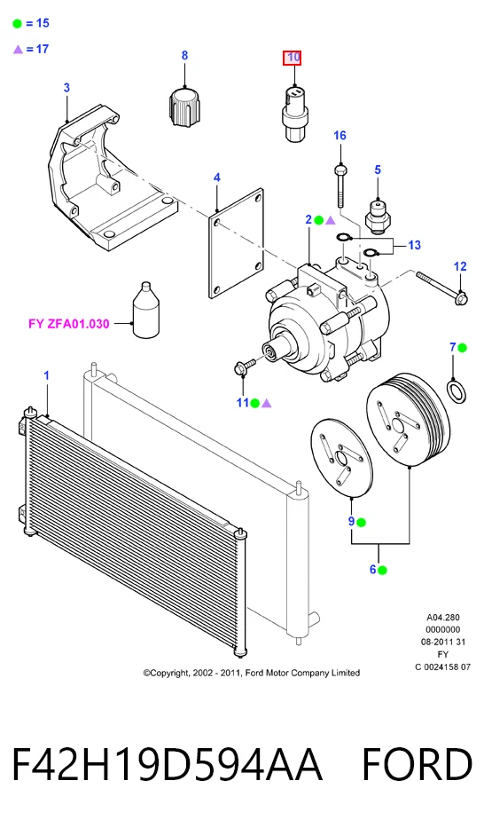 F42H19D594AA Ford Regulador alternador