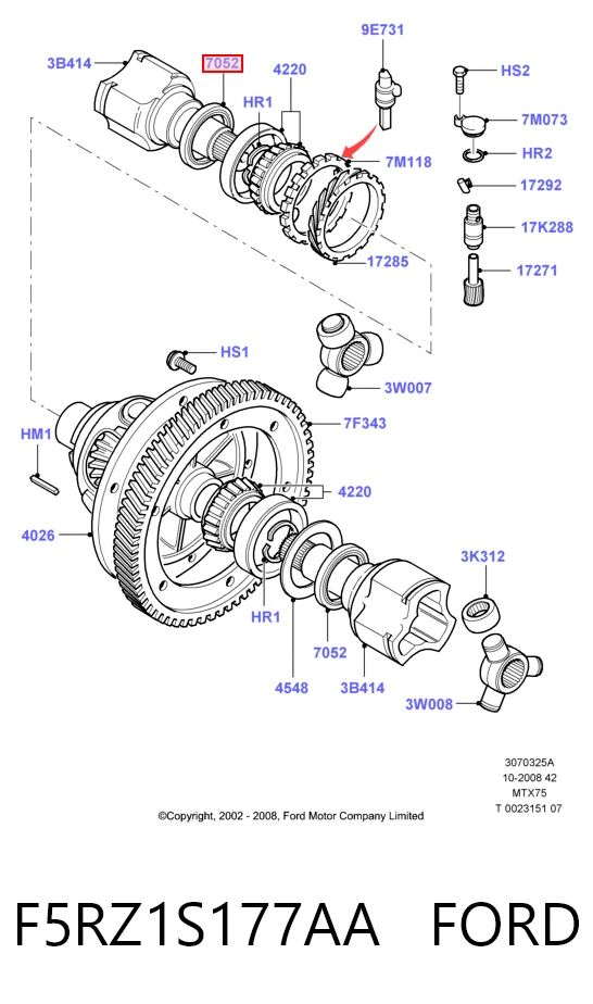 Retén del semieje delantero izquierdo F5RZ1S177AA FORD