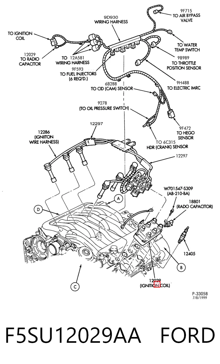 F5SU12029AA Ford Bobina de ignición