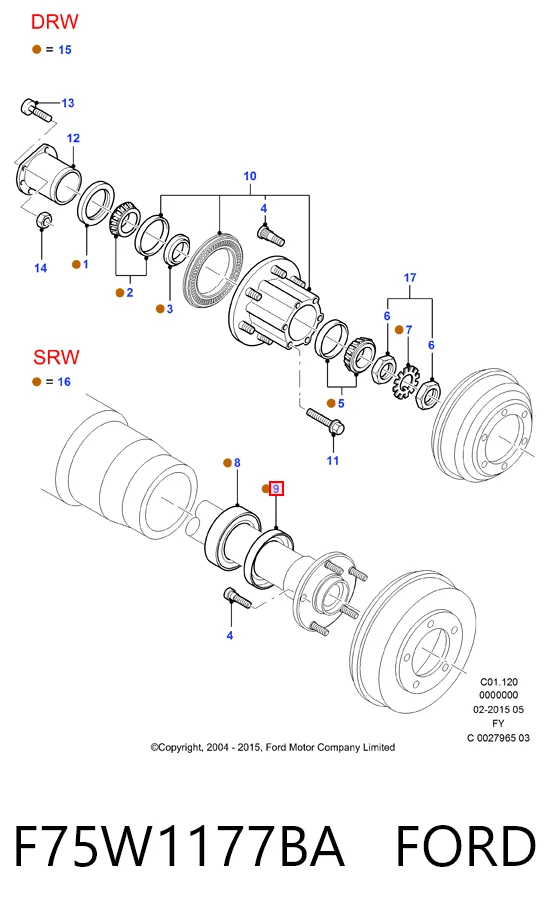 F75W1177BA Ford Retén de cubo trasero