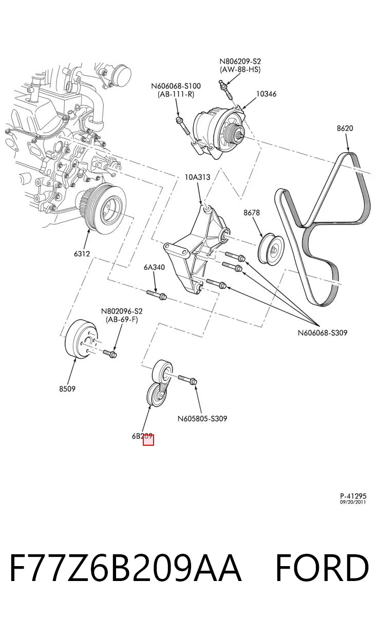 F77Z6B209AA Ford Tensor de correa auxiliar
