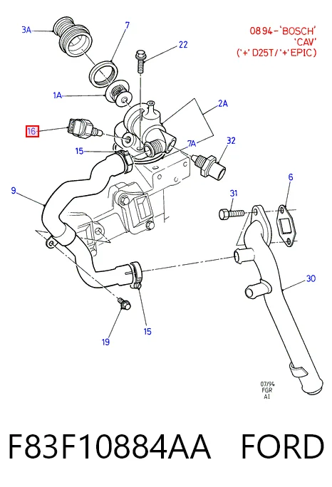 Sensor de temperatura del líquido refrigerante F83F10884AA FORD