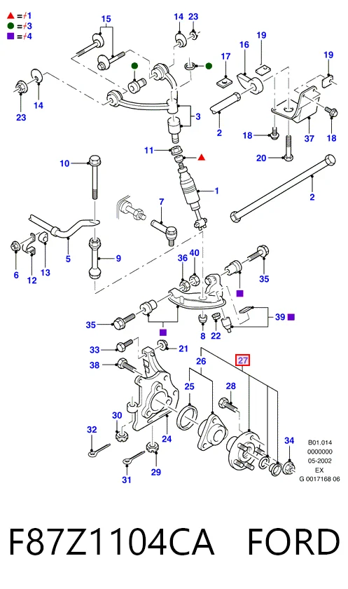 Cubo de rueda delantero F87Z1104CA FORD