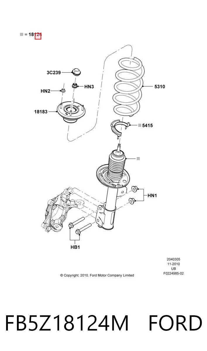 FB5Z18124M Ford Amortiguador eje delantero derecha