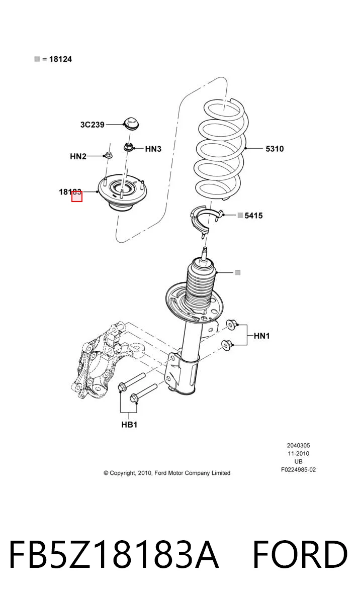 FB5Z18183A Ford Soporte del amortiguador delantero