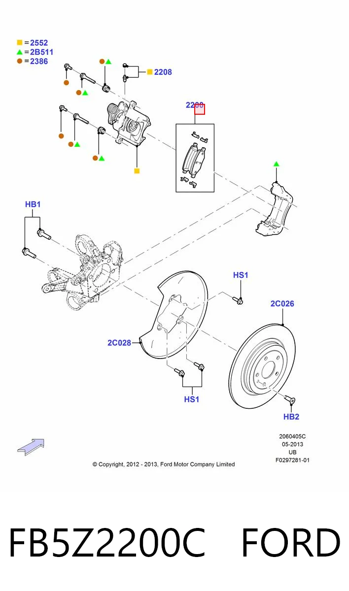 FB5Z2200C Ford Pastillas freno traseras