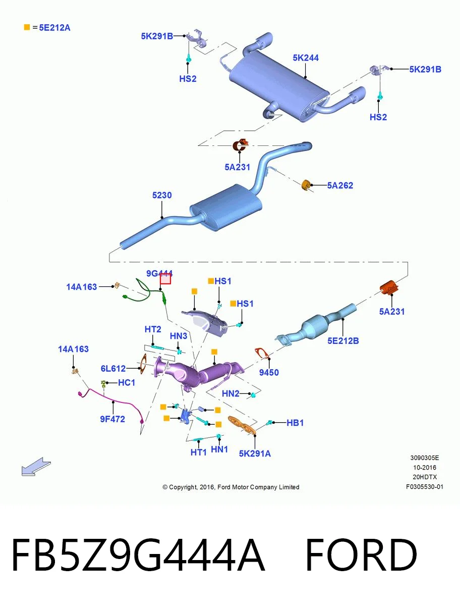 FB5Z9G444A Ford Sonda lambda de oxígeno posterior al catalizador