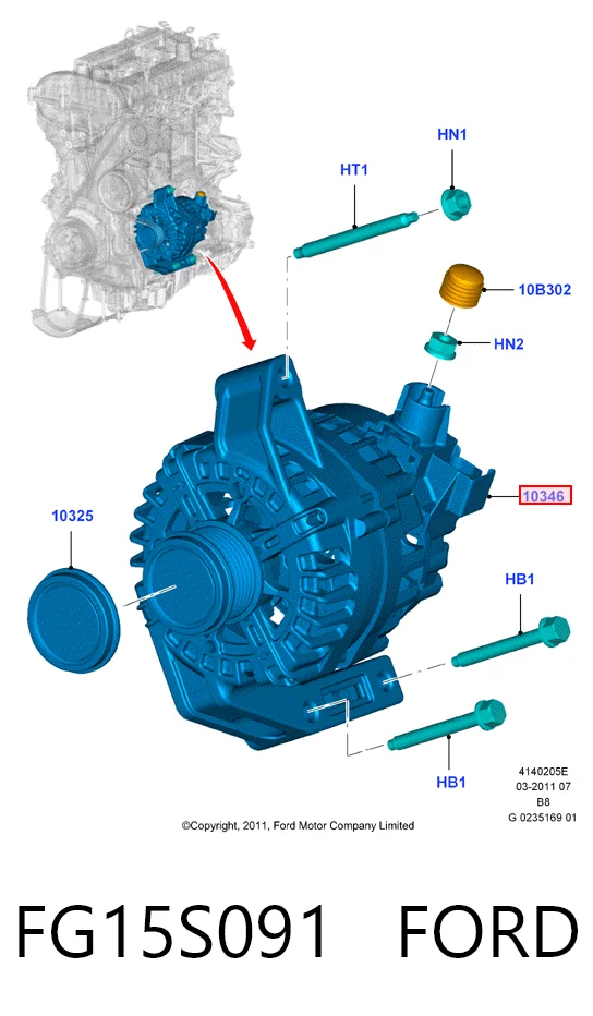 FG15S091 Ford Alternador de coche