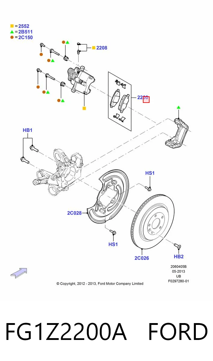 FG1Z2200A Ford Pastillas freno traseras