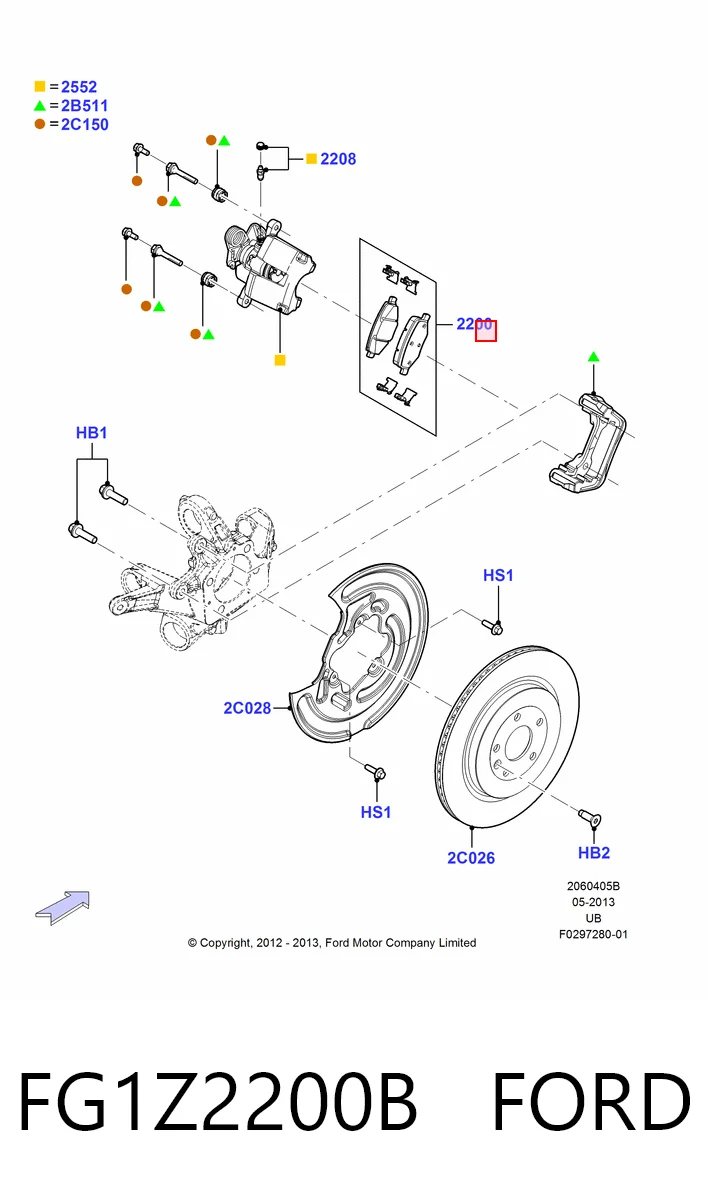 FG1Z2200B Ford Pastillas freno traseras