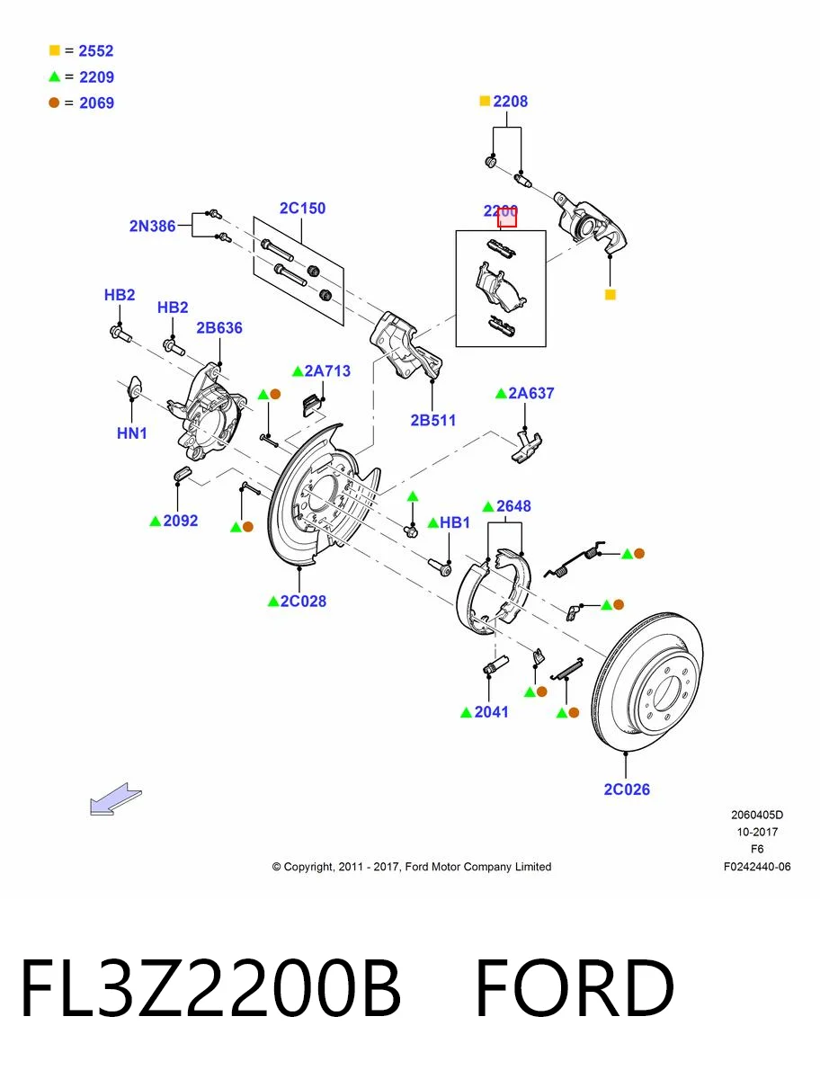 FL3Z2200B Ford Pastillas freno traseras