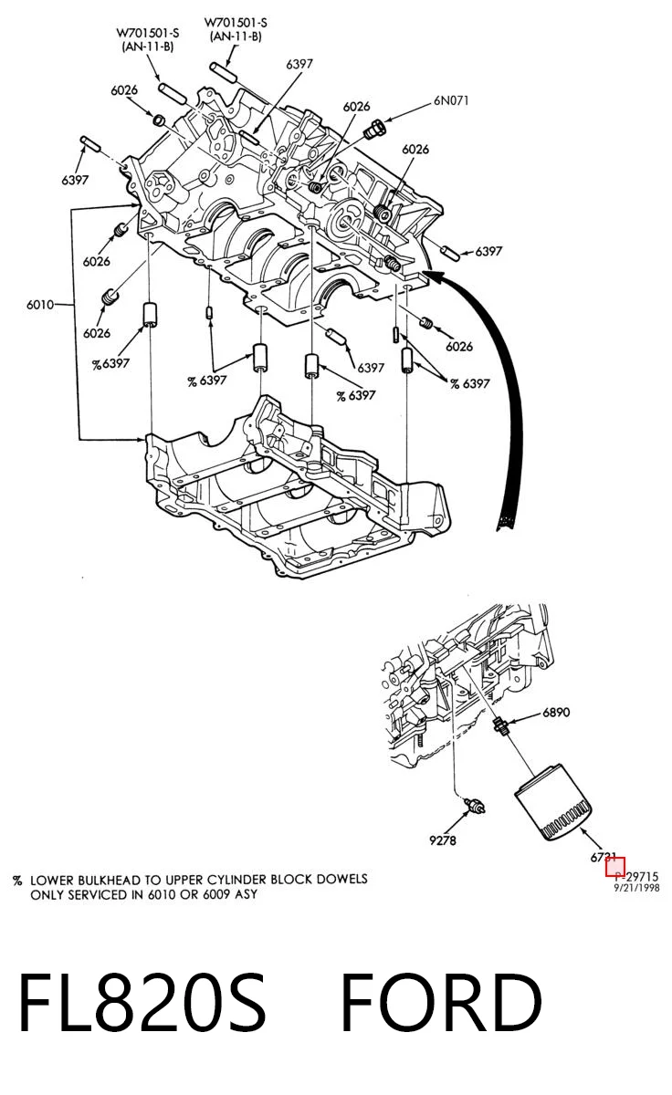 FL820S Ford Filtro aceite