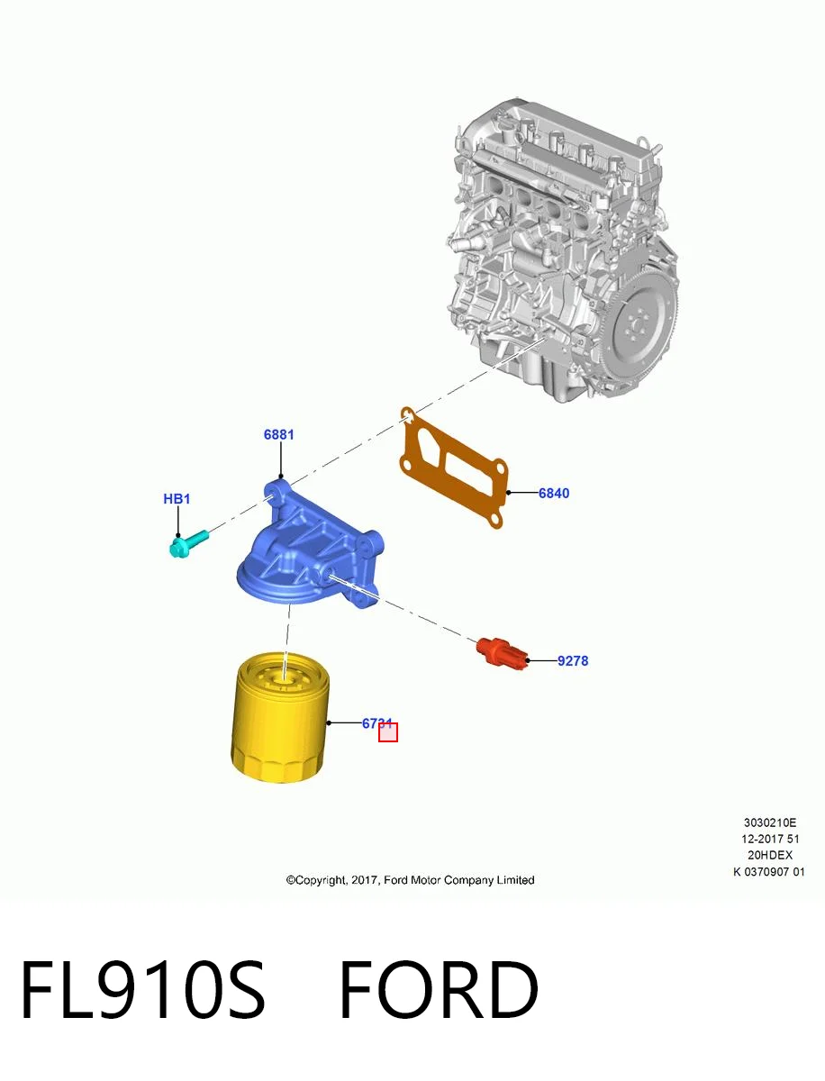 FL910S Ford Filtro aceite