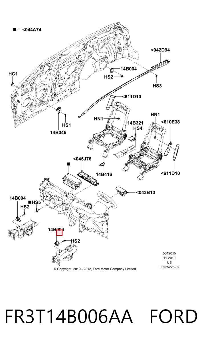 FR3T14B006AA Ford Sensor de airbag delantero