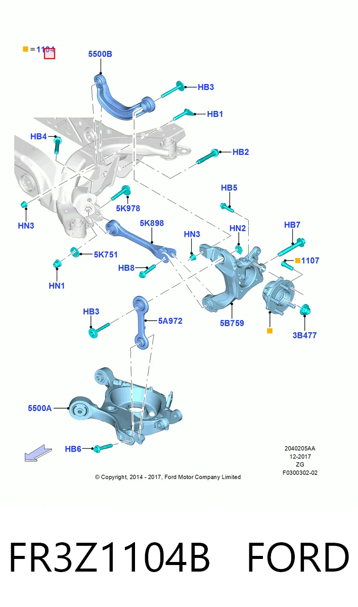Buje de rueda trasero para Ford Mustang VI ZG