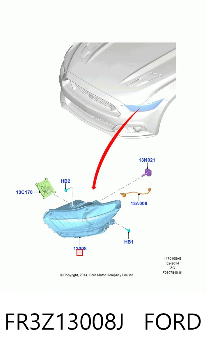 Luz derecha para Ford Mustang VI ZG