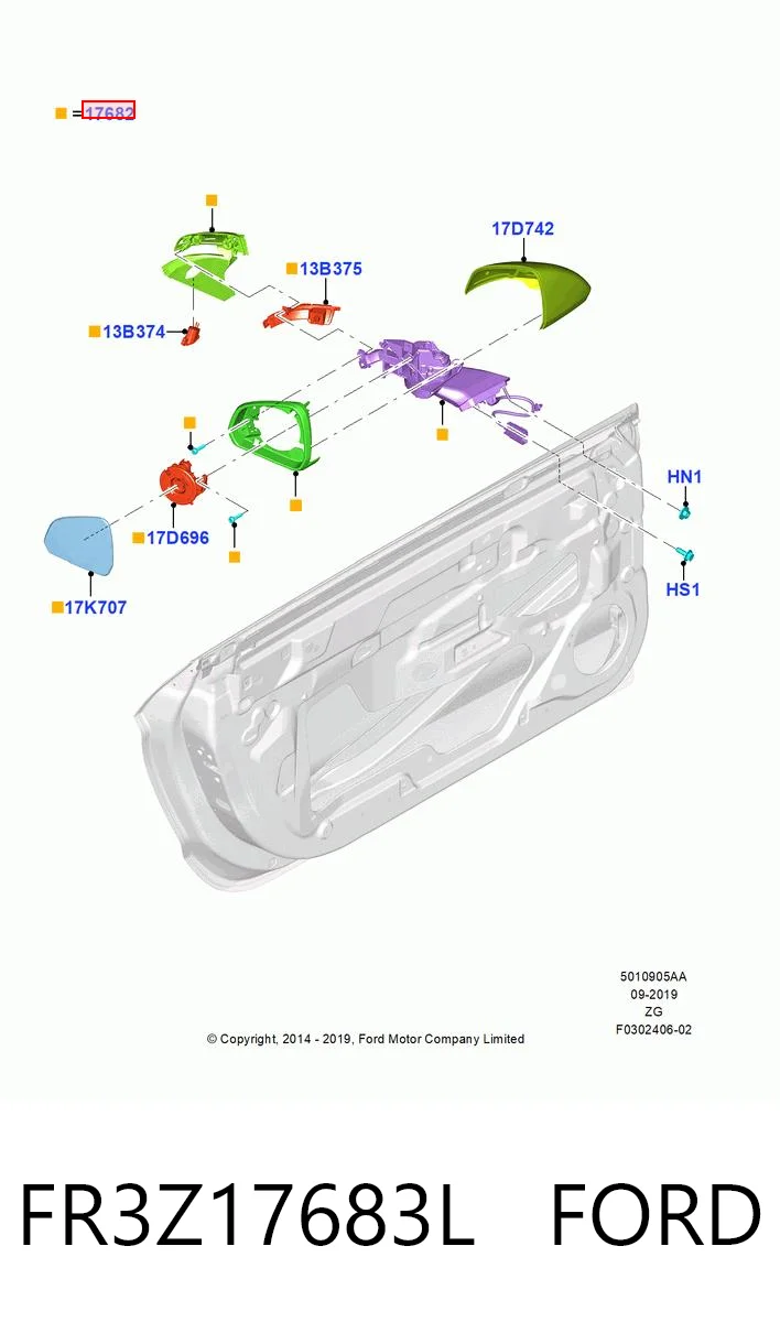 Espejo retrovisor izquierdo para Ford Mustang VI ZG