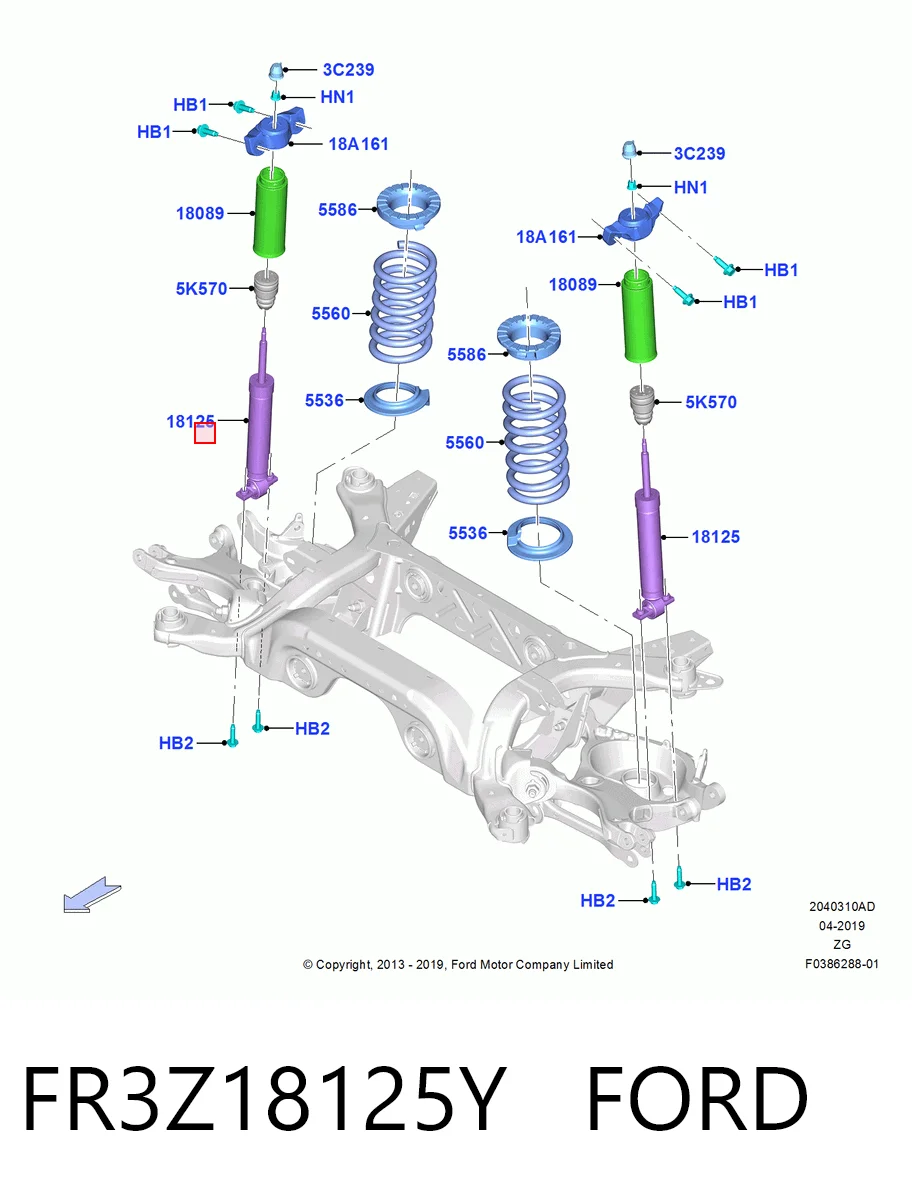 Amortiguador trasero FR3Z18125Y FORD